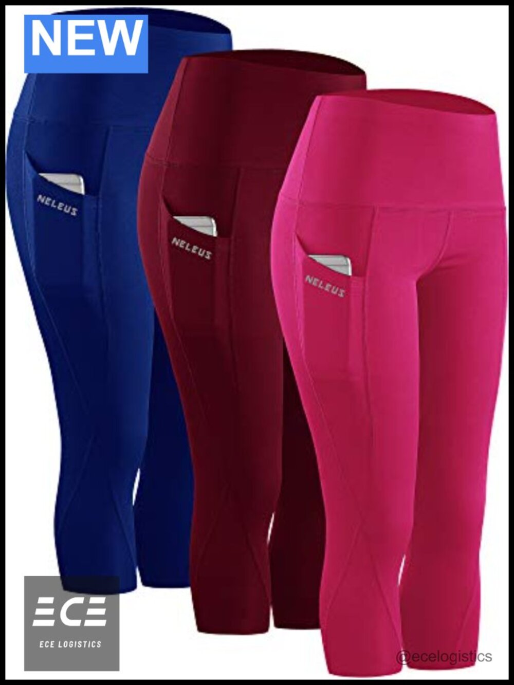 High Waist Tummy Control Capri Leggings Yoga Pants with Pocket